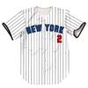 TIFIYA New York Jeter 2 Stripes Baseball Jersey NY Softball Short Sleeve Button Shirts for Youth Men Women T190-White-L view 2