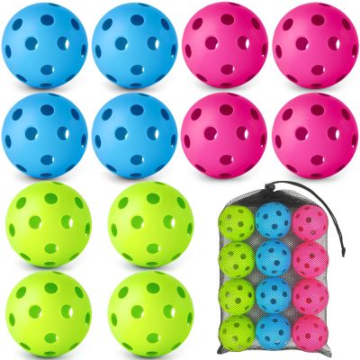 Mototo 12PCS Soft Baseballs for Practice, 9 Inch Plastic Baseball Training Balls 26-Hole Hollow Soft Balls with 15"x9" Drawstring Mesh Bag Batting Practice Equipment for Youth Indoor Outdoor Hitting