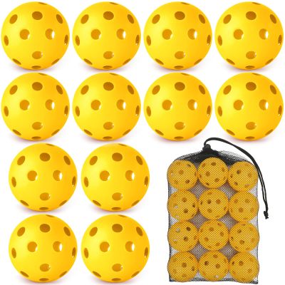 12 Pack Practice Baseballs For Hitting, 2.8 Inch Plastic Soft Baseballs for Practice Lightweight Training Softball With Mesh Bag, Hollow Soft Ball for Indoor Outdoor Sport Pitching Batting, Yellow