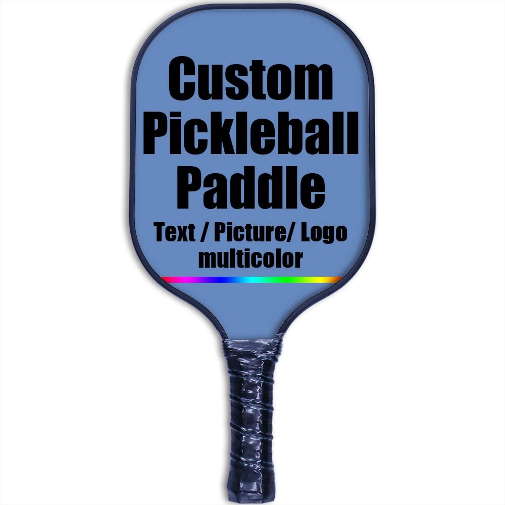 Customized Premium Pickleball Paddle Racket, Add Your Picture Design Indoor Outdoor Pickle Ball Paddle, Fiberglass Surface, Honeycomb Core, CarolinaBlue