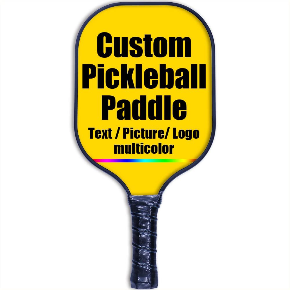 Customized Pickleball Paddles, Personalized Graphite Pickleball Paddle with Comfort Grip, Add Your Picture Text Logo Lightweight Pickle Ball Paddle, Gold
