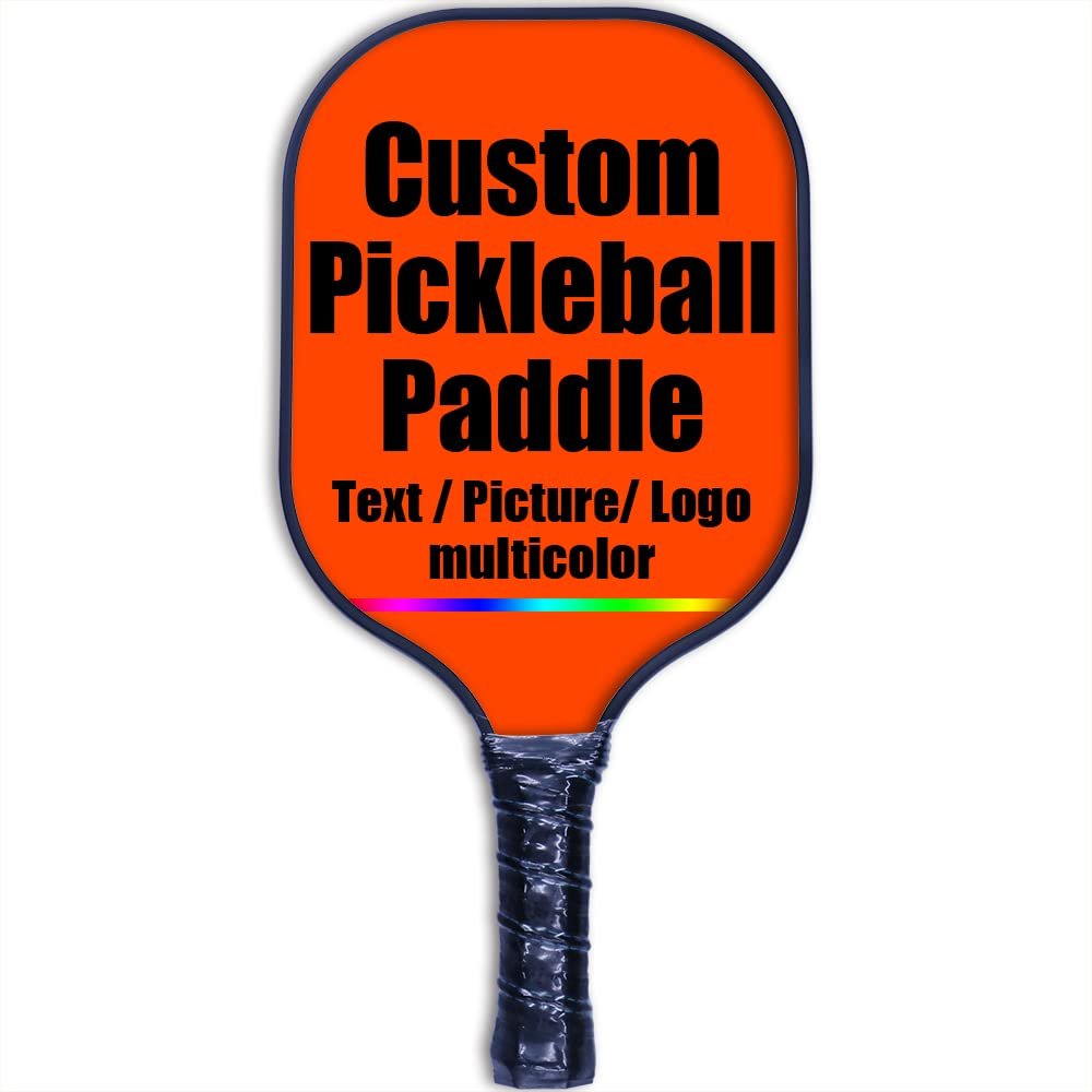 Customized Stylish Premium Pickleball Paddle Racket, 3D Print Personalized Add Your Picture Design Indoor Outdoor Pickle Ball Paddle, Fiberglass Surface, Honeycomb Core, OrangeRed
