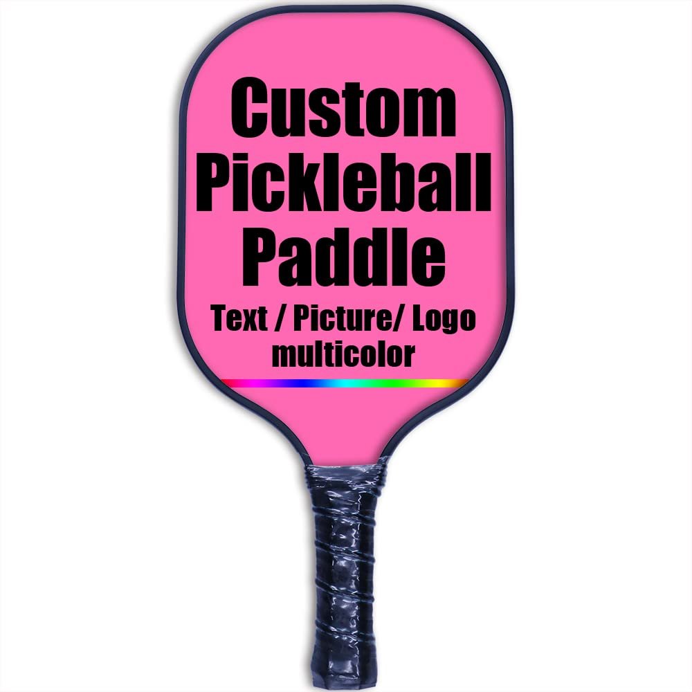Customized Pickleball Paddles, Personalized Add Your Picture Text Logo Graphite Pickleball Paddle with Comfort Grip, Portable Paddle Cover, Lightweight Pickleball Racket, HotPink