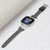 Gimuk Leather Strap Compatible with Fitbit Versa 4/Sense 2 Strap, Women Girls Genuine Leather Sport Band Metal Bling Rhinestone Replacement Strap Wristband for Fitbit Versa 3/Sense (Black) view 3