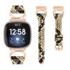 Gimuk Leather Strap Compatible with Fitbit Versa 4/Sense 2 Strap, Women Girls Genuine Leather Sport Band Metal Bling Rhinestone Replacement Wristband Bracelet for Fitbit Versa 3/Sense (Snakeskin/Rose Gold) view 2