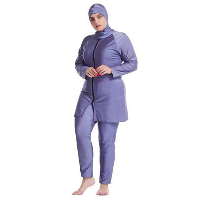 IKADEX Plus Size Modest Swimsuits for Women Full Body Islamic Burkini Muslim Swimwear Swim Top Pants Hijab Grey 02 4XL