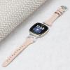 Gimuk Leather Strap Compatible with Fitbit Versa 4/Sense 2 Strap, Women Girls Genuine Leather Sport Band Metal Bling Rhinestone Replacement Strap Wristband for Fitbit Versa 3/Sense (Apricot) view 3