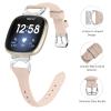Gimuk Leather Strap Compatible with Fitbit Versa 4/Sense 2 Strap, Women Girls Genuine Leather Sport Band Metal Bling Rhinestone Replacement Strap Wristband for Fitbit Versa 3/Sense (Apricot) view 4