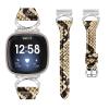 Gimuk Leather Strap Compatible with Fitbit Versa 4/Sense 2 Strap, Women Girls Genuine Leather Sport Band Metal Bling Rhinestone Replacement Strap Wristband for Fitbit Versa 3/Sense (Snakeskin) view 2