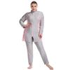 IKADEX Plus Size Modest Swimsuits for Women Full Body Islamic Burkini Muslim Swimwear Swim Top Pants Hijab Grey 03 XL view 3