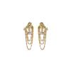 MAYJAI Brass plated 18K stylish teardrop shaped zircon tassel stud earrings view 1
