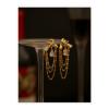 MAYJAI Brass plated 18K stylish teardrop shaped zircon tassel stud earrings view 3