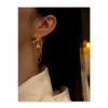 MAYJAI Brass plated 18K stylish teardrop shaped zircon tassel stud earrings view 4