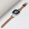 Gimuk Leather Strap Compatible with Fitbit Versa 4/Sense 2 Strap, Women Girls Genuine Leather Sport Band Metal Bling Rhinestone Replacement Wristband Bracelet for Fitbit Versa 3/Sense (Brown) view 3