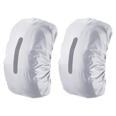 PATIKIL 40-50L Waterproof Backpack Rain Cover, 2 Pack Non-Slip Backpack Cover with Vertical Reflective Strap Stay Dry for Hiking, Camping, Hunting, M, Silver Tone