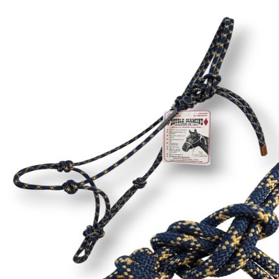 Double Diamond Halter Company 5/16 Polypropylene Halter | Built by Cowboys, Tested by Broncs | (Arabian, Navy/Tan)