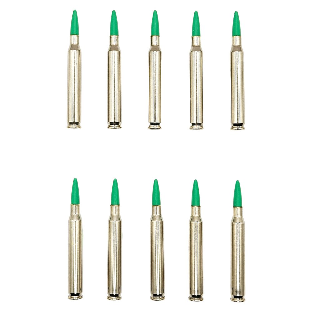 223 Remington / 5.56 NATO Snap caps - Dummy Training Rounds - Set of 10 (Green & Nickel)