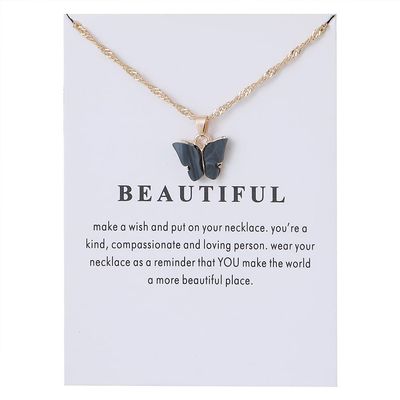 Adoshine Butterfly Necklace Bohemian Retro Chain Friendship Necklace for Women Good Luck Pendant Chain Necklace with Message Card Gift Card