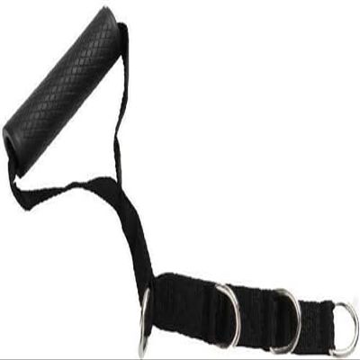 French Fitness Adjustable Nylon ANH50 Stirrup Handle, Heavy-Duty Slip-Proof, Sweat Absorbent, Stainless Steel D-Rings for Cable Machines, 20" Length, Comfortable Grip