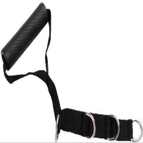 French Fitness Adjustable Nylon ANH50 Stirrup Handle, Heavy-Duty Slip-Proof, Sweat Absorbent, Stainless Steel D-Rings for Cable Machines, 20" Length, Comfortable Grip