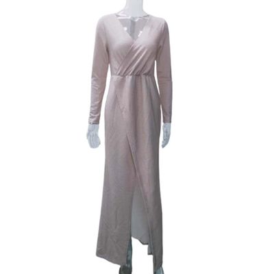Babale Women's Long Formal Dress Bodycon Women Solid Color Long Sleeve V-Neck Dress Wedding Guest Dresses for Women