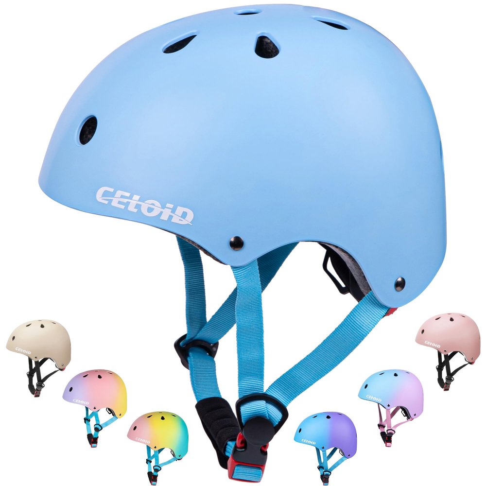 CELOID Kids Bike Helmet,Toddler Skateboard Helmets for Ages 5-8-9 Years Boys GirlsAdjustable Multi-Sport Bicycle Skateboarding Roller Skating Scooter Balance Bike Helmet,SkyBlue