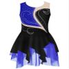 Aislor Girls Sleeveless Figure Ice Roller Skating Dress Rhinestone Gymnastic Leotard Competition Costume Skating wear Blue&Black 12 Years view 1