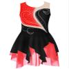 Aislor Girls Sleeveless Figure Ice Roller Skating Dress Rhinestone Gymnastic Leotard Competition Costume Skating wear Red&Black 12 Years view 1