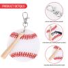 Vefungyan Baseball Softball Sports DIY Keychain : 12 Set Acrylic keychain Kit with Mini Baseball Softball Bat (White) view 2