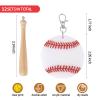 Vefungyan Baseball Softball Sports DIY Keychain : 12 Set Acrylic keychain Kit with Mini Baseball Softball Bat (White) view 3