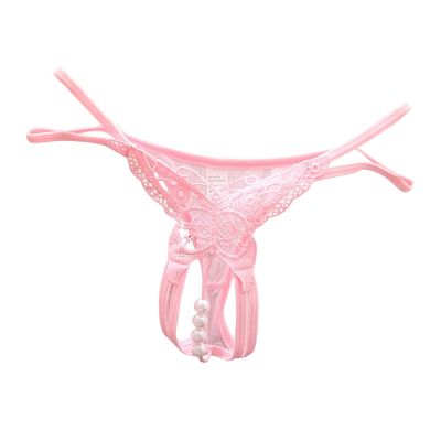 Boxers for Women Underwear Cotton Women Embroidered Hollow Butterfly Sexy Low Waist Lace Thong Underwear plus Size Pink