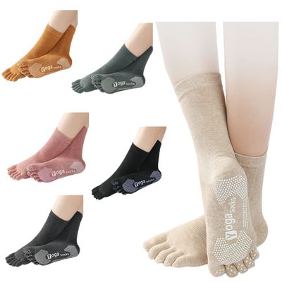 SYANKANGXIAO 6 Pairs Breathable Yoga Socks for Anti-Slip Grips Five Toe Socks for Pilates Sport Fitness Socks