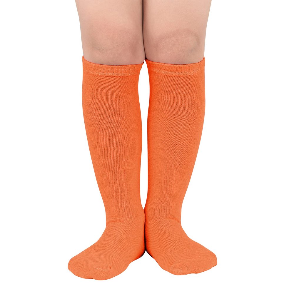 American Trends Kids Orange Soccer Socks for Girls Boys Youth Toddler Knee High Orange Baseball Softball Football Socks 1 Pack 3-6 Years