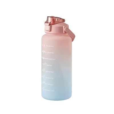 REPYL 2L Large Capacity Sports Bottle with Time Marker, Outdoor PC Water Bottle, Travel Water Bottle, BPA Free, Easy to Carry (Size : 2000ml, Color : Pink-A-2000ml)