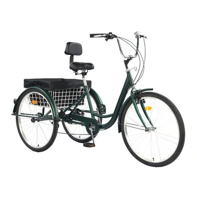 Jacgood 7 Speed 3 Wheel Bike for Women Men Seniors,26 inch Adult Tricycle, Cruise Trike Bike with Shopping Basket & Lock, Adjustable Seat, Multiple Colors (Green)