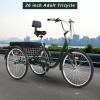 Jacgood 7 Speed 3 Wheel Bike for Women Men Seniors,26 inch Adult Tricycle, Cruise Trike Bike with Shopping Basket & Lock, Adjustable Seat, Multiple Colors (Green) view 2