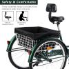 Jacgood 7 Speed 3 Wheel Bike for Women Men Seniors,26 inch Adult Tricycle, Cruise Trike Bike with Shopping Basket & Lock, Adjustable Seat, Multiple Colors (Green) view 3