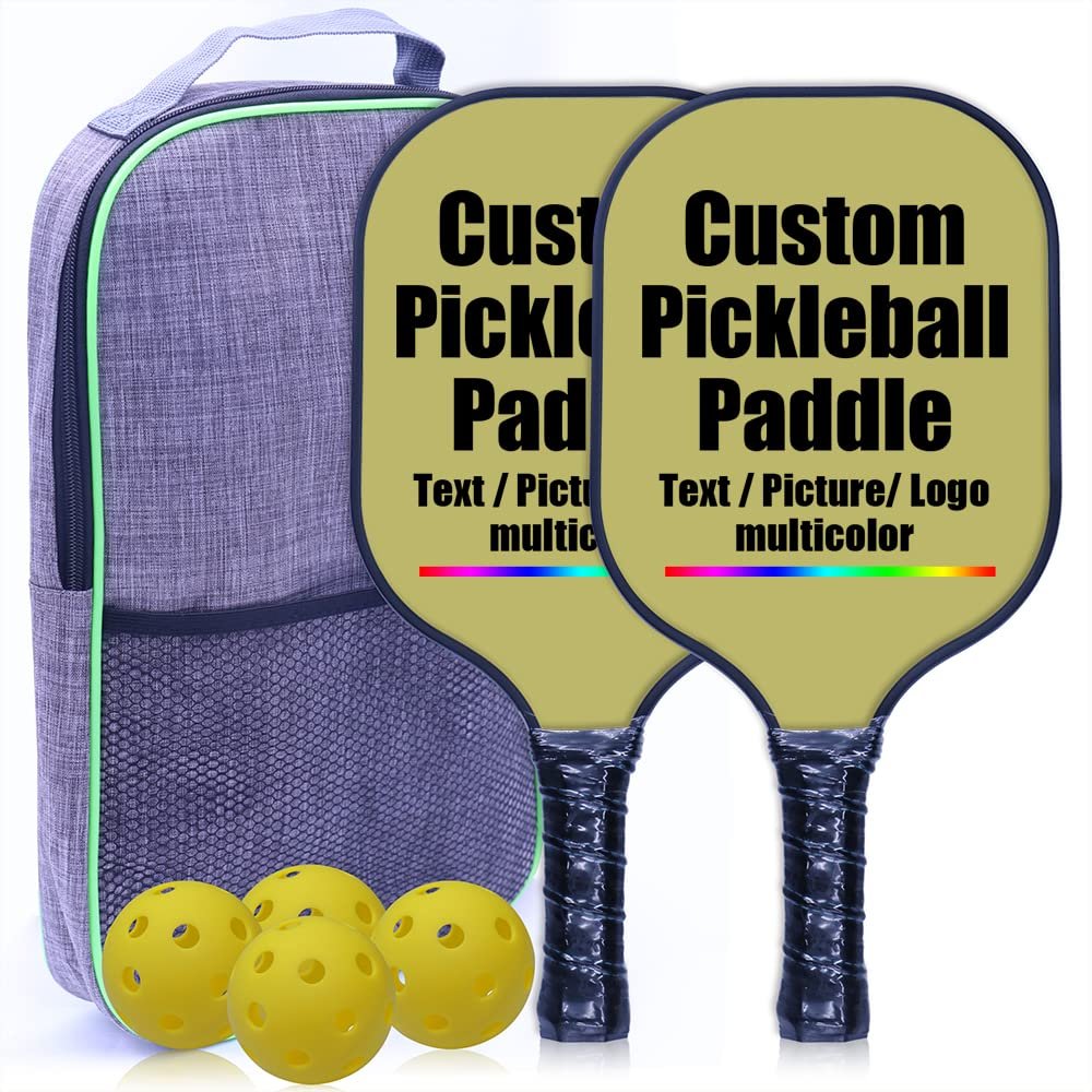 Customized Premium Pickleballs Paddles Set, Graphite Rackets for Women & Men and Pickleball Balls for Indoor or Outdoor Play, Pickleball Set - Racquets, Pickleballs & Carry Bag, DarkKhaki-2 Player Set