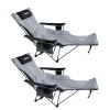 POEPORE 2-Pack Reclining Camping Chair with Removable Footrest Lounge Chair with Headrest, Cotton Cushion, Portable Adjustable Folding Chairs for Adults Black view 1