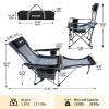 POEPORE 2-Pack Reclining Camping Chair with Removable Footrest Lounge Chair with Headrest, Cotton Cushion, Portable Adjustable Folding Chairs for Adults Black view 3