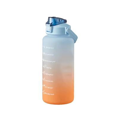 REPYL 2L Large Capacity Sports Bottle with Time Marker, Outdoor PC Water Bottle, Travel Water Bottle, BPA Free, Easy to Carry (Size : 2000ml, Color : Blue-A-2000ml)