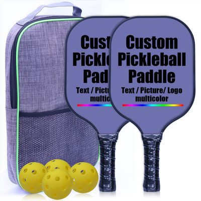 Custom Premium Pickleballs Paddles Set, Graphite Rackets for Women & Men and Pickleball Balls for Indoor or Outdoor Play, Pickleball Set - Racquets, Pickleballs & Carry Bag, Violet-2 Player Set