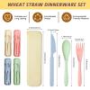 Jinei 50 Sets Reusable Travel Utensils Set with Case Wheat Straw Cutlery Portable Spoon Knife Forks Lunch Box Accessories Friendly Tableware for Kids Adults Camping Utensils(Bright) view 2