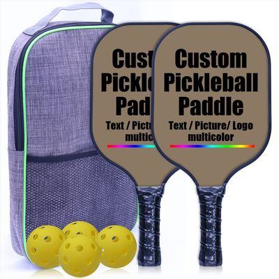 Custom Pickleballs Paddles, Lightweight Pickleballs Paddles Set of 2, Graphite Pickleballs Paddle Face, Honeycomb Core, 4 Balls, 1 Carry Bag, Pickleball Set for Women Men, BrownSavana-2 Player Set