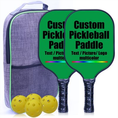 Personalized Pickleballs Paddles, Lightweight Pickleballs Paddles Set of 2, Graphite Pickleballs Paddle Face, Honeycomb Core, 4 Balls, 1 Carry Bag for Women Men, Irishgreen-2 Player Set