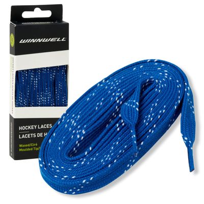 Winnwell Waxed Hockey Skate Laces - Ice Hockey & Roller Blade Skates Laces, Multiple Lace (Royal/White, 120")