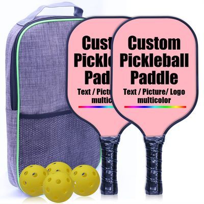 Custom Pickleballs Paddles Set, Graphite Face Pickleballs Paddles with Honeycomb Core and Premium Comfort Grip, 2 Pickle Ball Racquet with 4 Balls with1 Portable Bag for Men and Women, LightPink