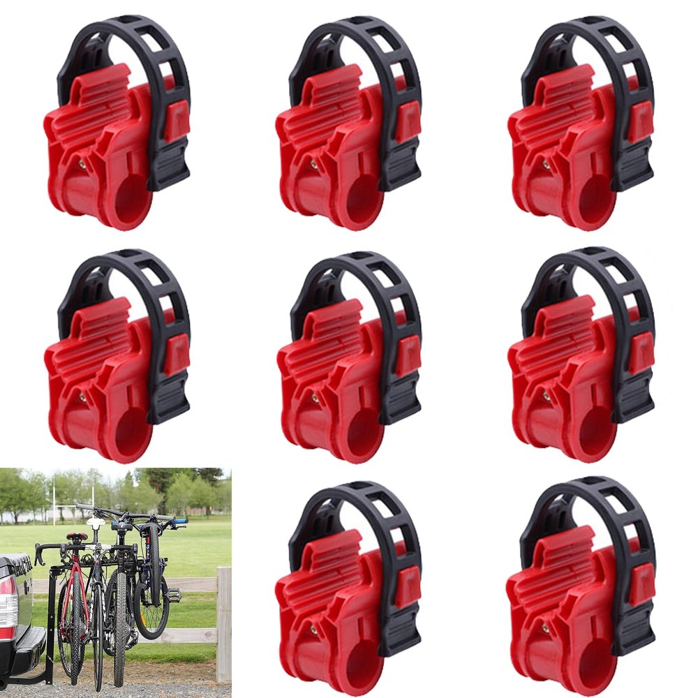 YOLOCKEY 8Pcs Bike Rack Straps Replacement Parts Bicycle Hitch Strap Bike Rack Cradle Replacement Bike Tie Down Straps Replacement Rubber Straps Car Racks Accessories 1-1/4"&2" Truck Hitch Red