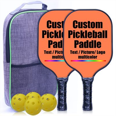 Customize Pickleballs Paddles, Add Your Photo, Text, Logo, Graphite Pickleballs Paddle with Comfort Grip, Pickleball Set of 2 Paddles with 4 Balls, and Portable Carry Bag, Coral-2 Player Set