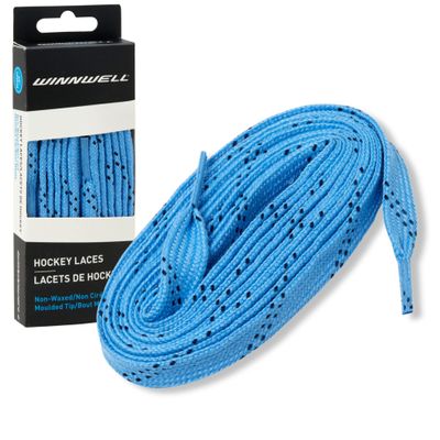 Winnwell Non Waxed Hockey Skate Laces - Ice Hockey & Roller Blade Skates Laces, Multiple Lace (Columbia Blue/Navy, 108")